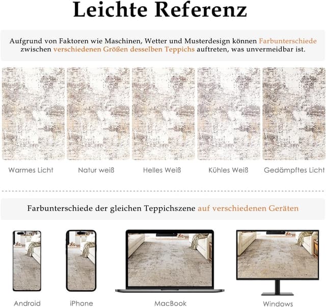 Thumbnail 5 de HUGEAR Waschbarer Teppich 240x300 Beige Grau