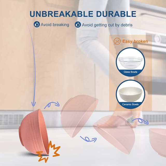 Detalle 2 de HOTEC Wheat Straw Cereal Bowls 26 oz 🍽