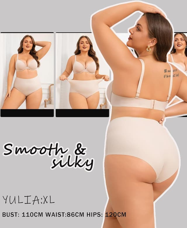 Detalle de ALL OF SHE 5er Pack High-Waisted nahtlose Unterhosen Damen (Slip, Hipster) – bequem für jeden Tag