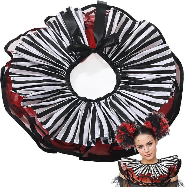 Thumbnail 6 de UniqKaliber mehrlagiger Clownkragen aus Tüll mit Rüschen für Renaissance- und Theater-Cosplay