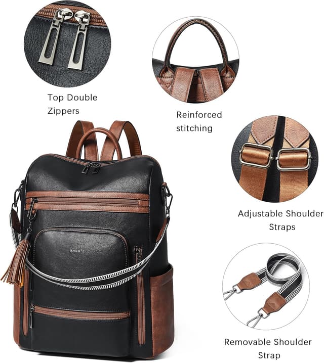 Detalle 2 de Shrrie Damen-Rucksack für 15,6‑Zoll‑Notebooks – wasserdicht, mit Laptopfach