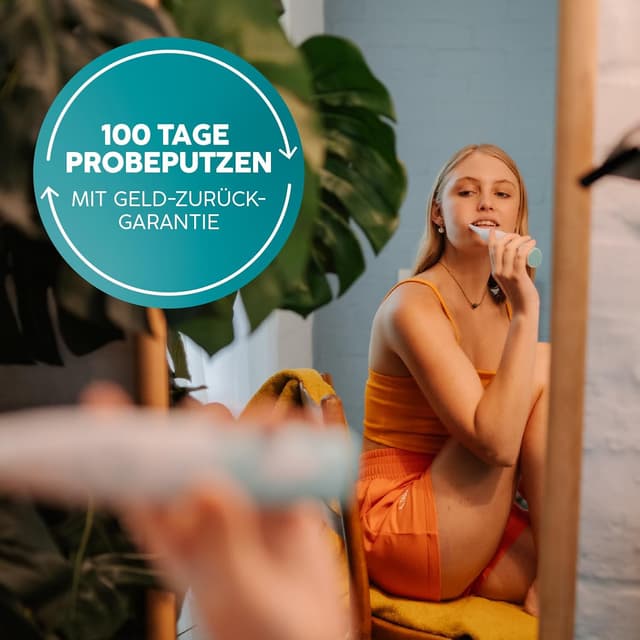 Detalle de happybrush® Schallzahnbürste Eco Vibe 3 (Black/Mint) – Ultraschall-Elektrozahnbürste mit 8‑Wochen-Akku & 2 Jahre Garantie