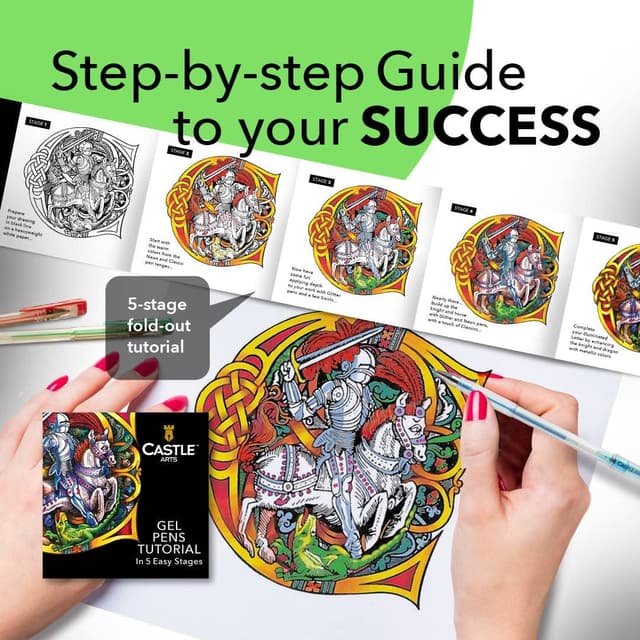 Detalle de Castle Art Supplies set di 100 penne gel colorate: effetti glitter, neon e metallici in cofanetto