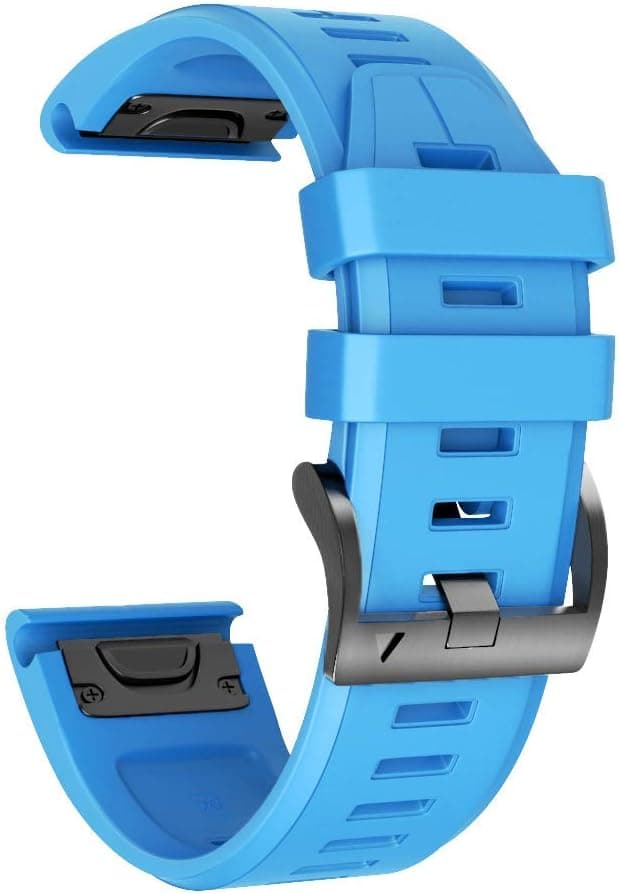 Detalle de Bracelet NotoCity en silicone (26 mm, ajustement rapide) pour Garmin Fenix 5X/6X/7X/8 51 mm – bleu