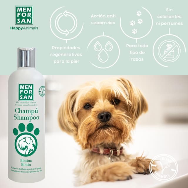 Detalle de Menforsan Shampoo alla Biotina per Cani, rigenerante, 300 ml