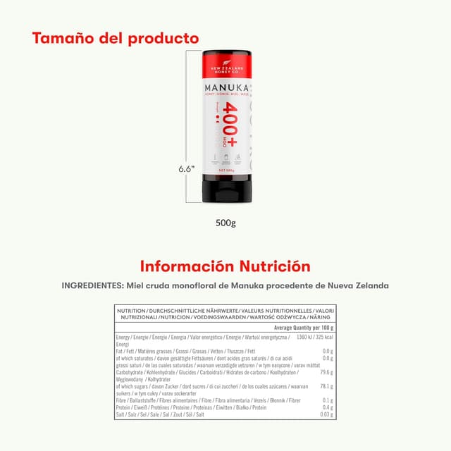 Thumbnail 3 de New Zealand Honey Co. Miel de Manuka MGO 400+ 🍯 500g