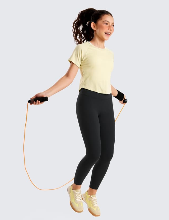 Detalle de CRZ YOGA Ragazze Butterluxe leggings vita alta incrociata con croce, per yoga, danza e sport