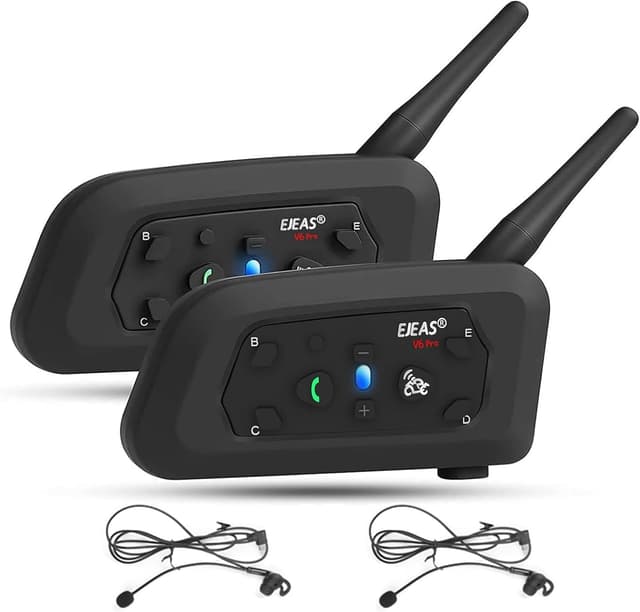 Detalle de EJEAS V6C Referee Bluetooth Intercom (2er-Set) mit DSP-Rauschunterdrückung, 850 mAh, Full Duplex, USB-C