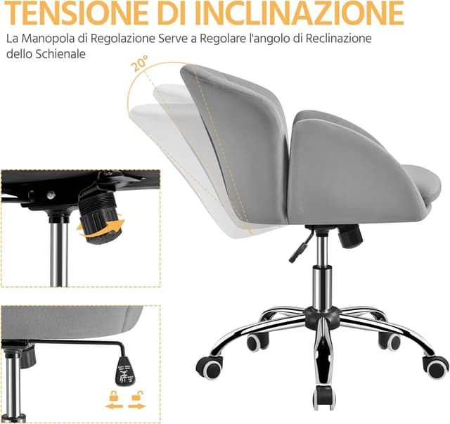 Detalle 2 de Yaheetech Sedia Ufficio Velluto 136 kg