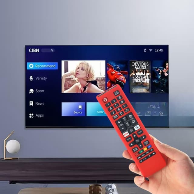 Detalle de Silicone Remote Cover for Samsung Smart TV remotes (AA59-00786A / BN59-01315B etc.) with anti-slip grip and anti-lost lanyard