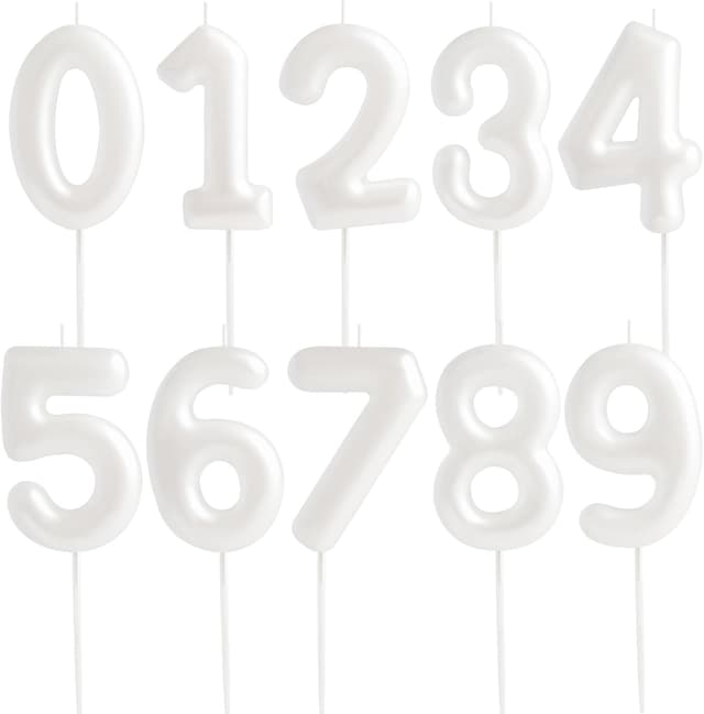 Detalle de Hongplus Macaron White Number 8 Birthday Candle – Cake Topper for Girls’ 8th Birthday