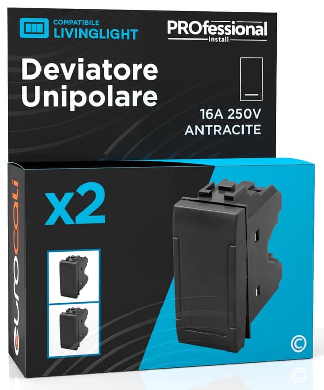 Detalle de Deviatore unipolare 16A 250V antracite