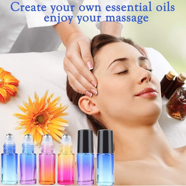 Detalle 1 de JamHooDirect 10Pcs 5ml Essential Oil Roll On Bottles