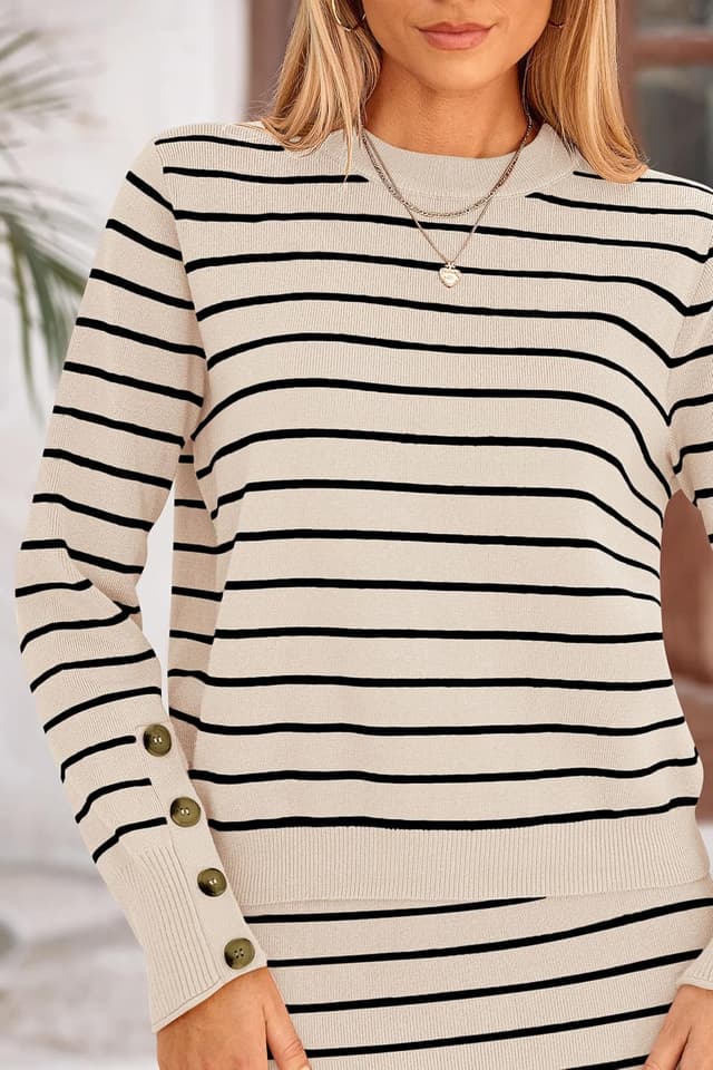 Thumbnail 4 de PRETTYGARDEN 2-Piece Skirt Set striped sweater dress