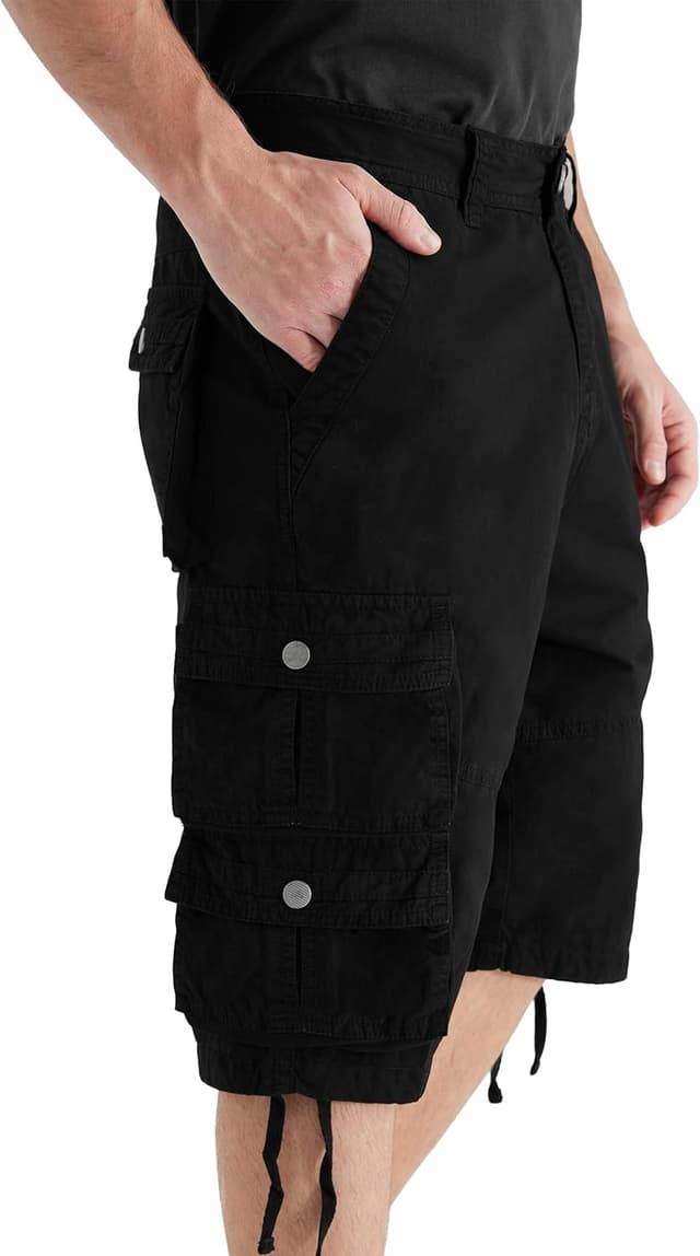 Detalle 2 de YGREYG Men’s Cargo Shorts Long Capri (Below the Knee) — Relaxed Fit with Pockets