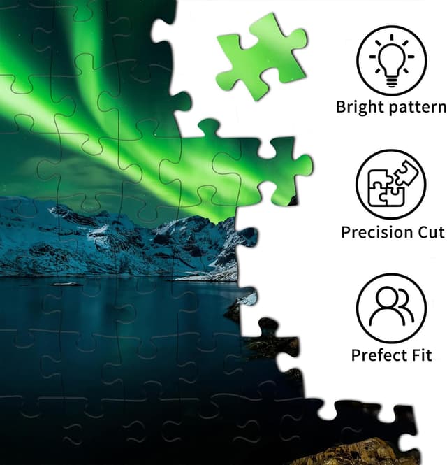 Detalle de Puzzle 1000 Teile – Norwegens Aurora (für Erwachsene, 70 x 50 cm)