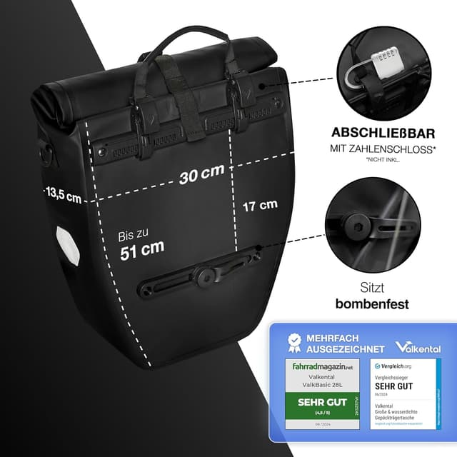 Detalle 2 de Valkental Gepäckträgertasche 18 bis 22 L