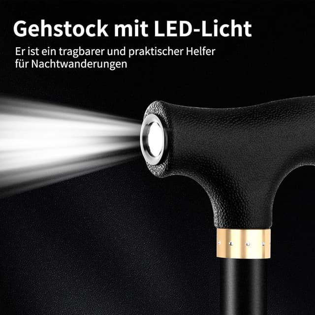 Detalle 2 de OOCOME Höhenverstellbarer Gehstock mit Licht, 60-94 cm