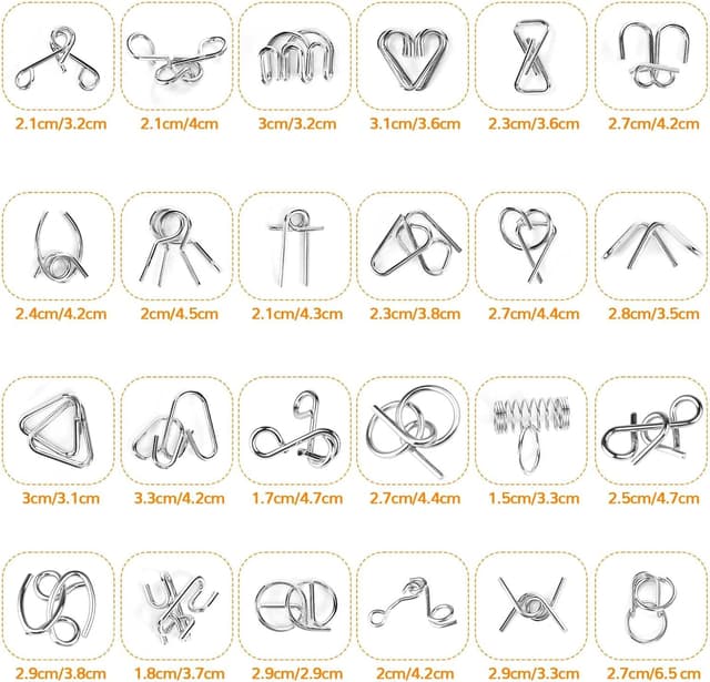 Detalle de Set de casse-têtes en métal 24 pièces (puzzles métalliques IQ) pour adultes et enfants