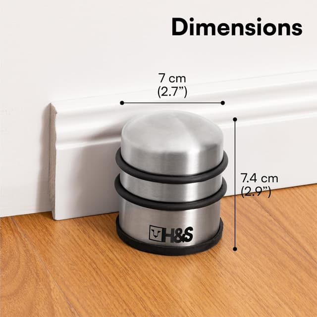 Thumbnail 2 de H&S 2.2lb Heavy Door Stop 1kg chrome indoor