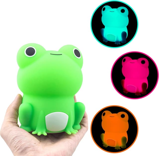 Detalle de JMG-Myratts Night Light for Kids – BPA-free silicone frog lamp with dimmable timer (USB rechargeable, soft warm light)