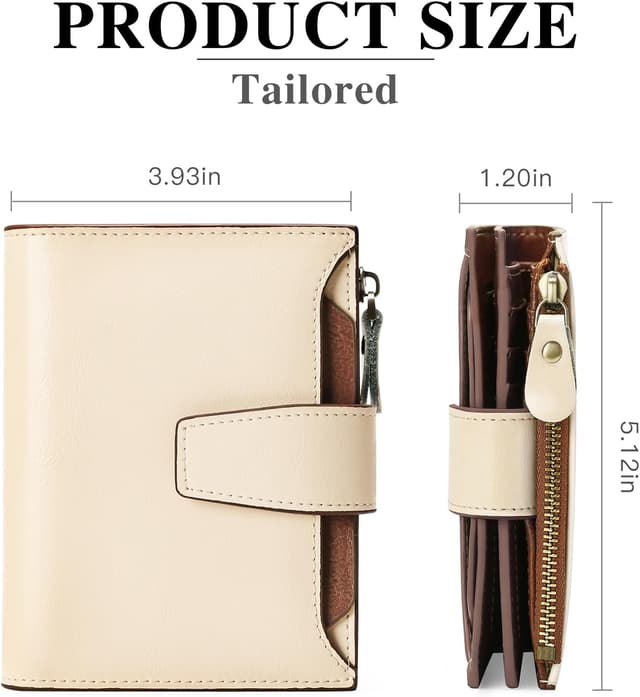 Detalle 2 de SENDEFN women’s RFID blocking genuine leather small compact bi-fold wallet with ID window