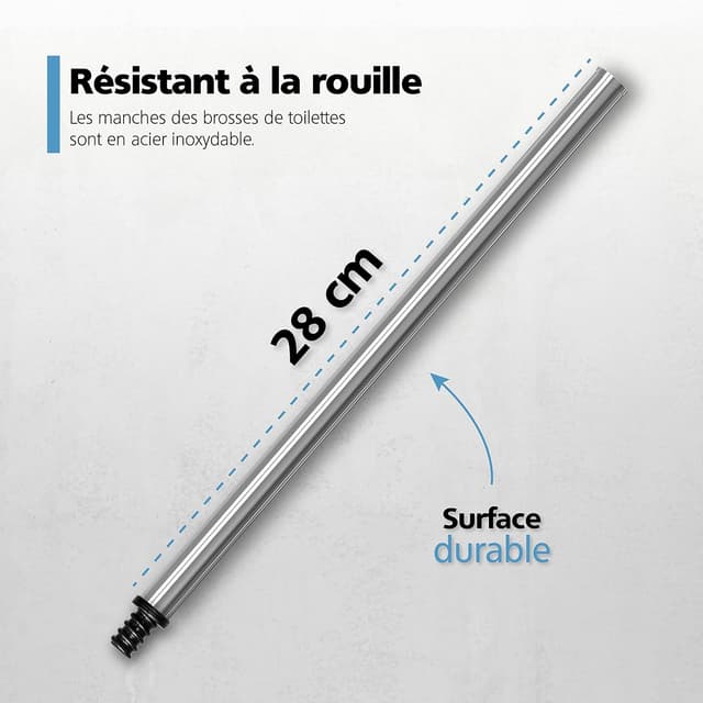 Detalle de Nirox lot de 2 brosses WC en silicone avec manches en acier inoxydable et têtes TPR (Ø 7,7 cm)