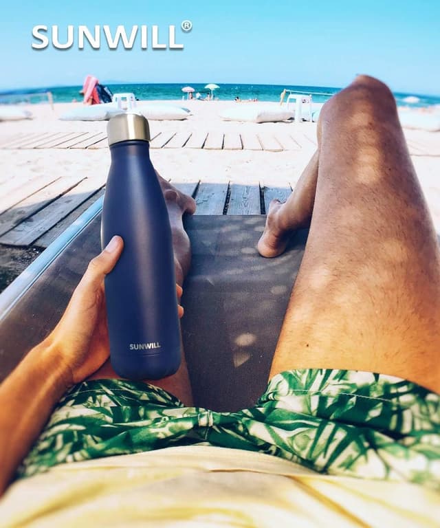 Detalle 1 de SUNWILL insulated stainless steel water bottle 500ml with vacuum insulation and leak-proof twist lid