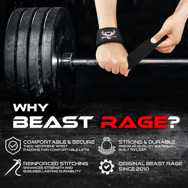 Thumbnail 4 de BEAST RAGE Weight Lifting Straps padded wrist support 💪