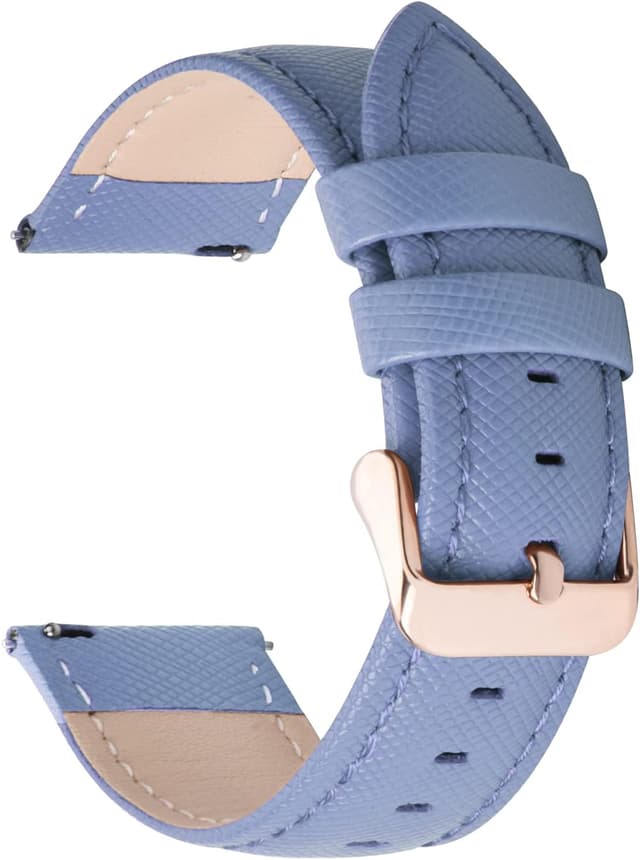 Detalle de Fullmosa 18mm Leder-Uhrenarmband (Hellblau + Roségoldene Schnalle) für Garmin Venu 3S/2S & Vivoactive 4S/3S