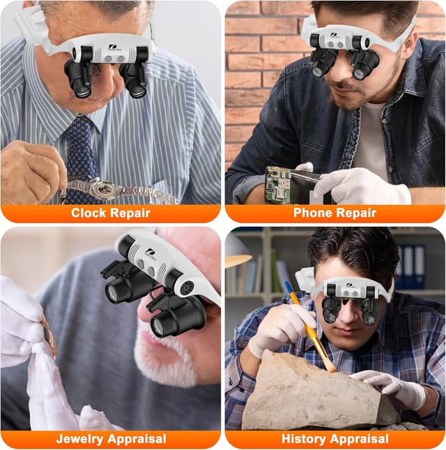 Thumbnail 6 de Pancellent lente d’ingrandimento per riparazione orologi con 4 lenti staccabili, 2 LED e pinzette di precisione antistatiche