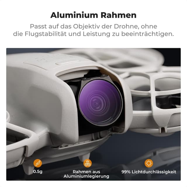 Detalle de K&F CONCEPT ND & CPL Filter-Set für DJI NEO (3er-Pack): CPL, ND8, ND16