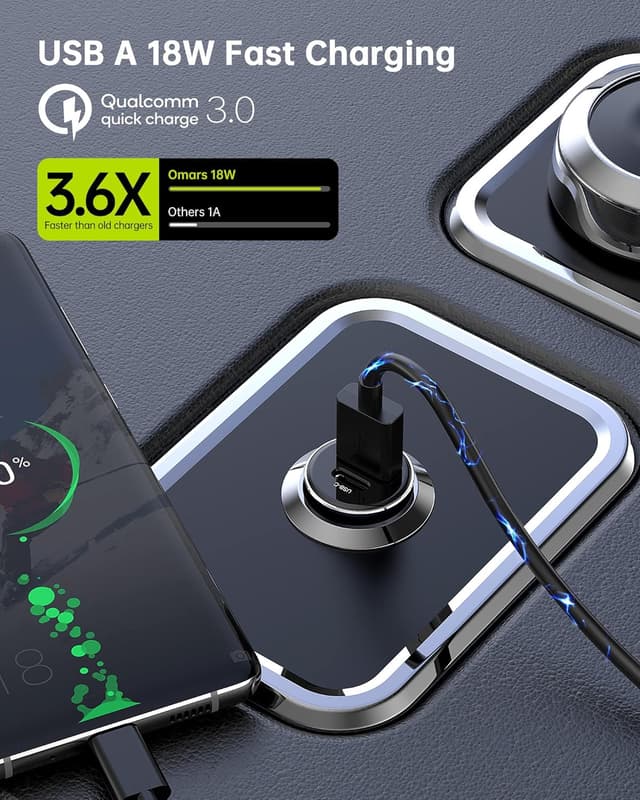 Detalle 1 de Omars Chargeur de Voiture USB 35W