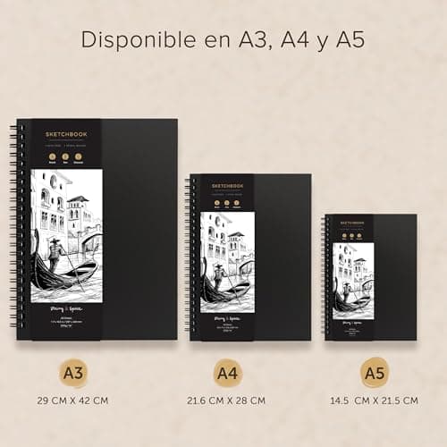 Thumbnail 8 de Cuaderno de Bocetos de Artista A4 - Tapa Dura, Papel muy Grueso de 200 gm2 - Encuadernado en Espiral para Niños, Profesionales, Dibujar y Hacer Bocetos - 21x29 cm, 40 hojas, 80 Páginas