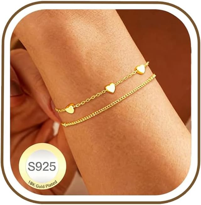 Thumbnail 6 de Avotto 925 Silber Armband für Damen & Mädchen – hypoallergene gold-layere Optik, verstellbar und stapelbar