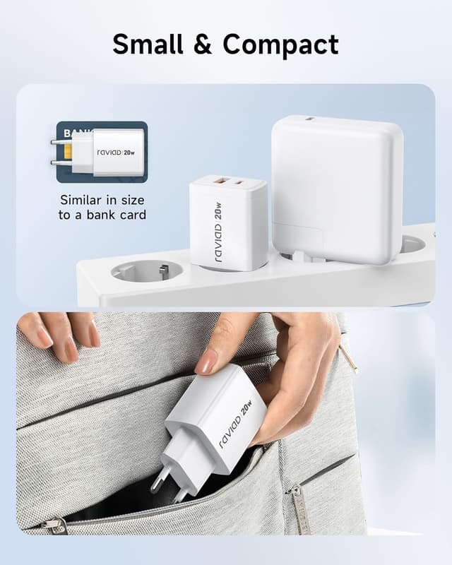 Detalle 2 de RAVIAD iPhone Ladegerät 20 W 2er-Set