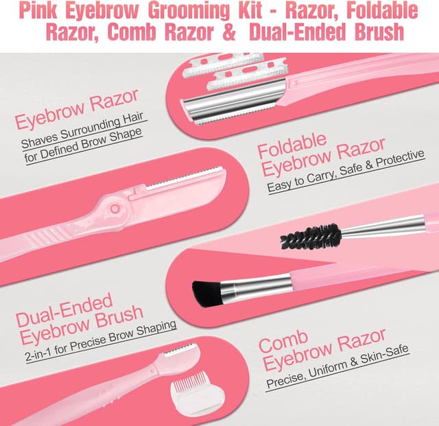 Detalle 2 de Eyebrow Kit 17-in-1 Tweezers & Grooming Tools Set (Stainless Steel) with Travel Bag