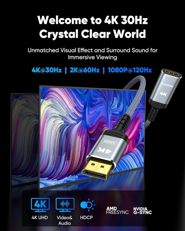 Thumbnail 1 de Highwings DP to HDMI 4K Adapter, DP 1.2