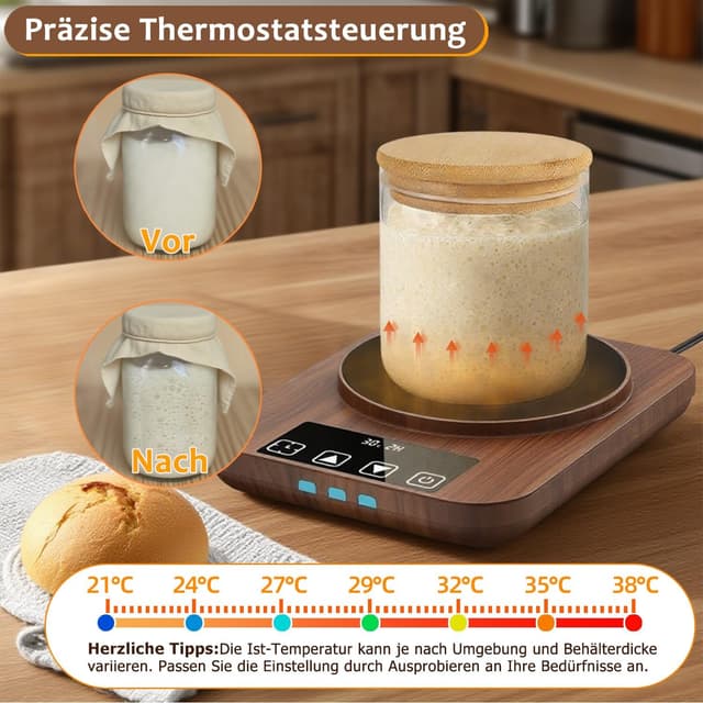 Detalle 2 de Aukimo Sauerteigstarterwärmer 21–38℃ Thermostat 🍞