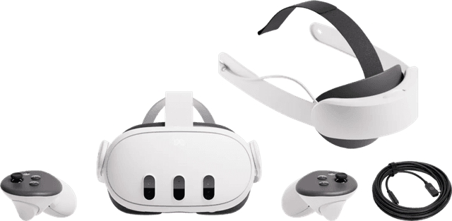 Detalle de Meta Quest 3 512GB mit Elite Strap (Akku) & BlueBuilt PC Link-Kabel