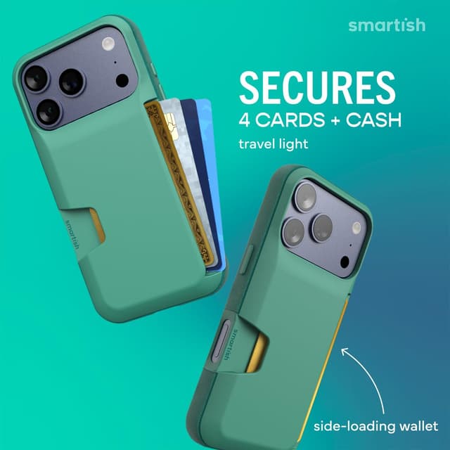 Detalle de Smartish Wallet Slayer Vol. 1 Wallet Case for iPhone 17 Pro (So Jaded) — slim card holder with drop protection