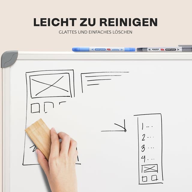 Detalle de SmartPanda Whiteboard Marker Set mit Doppelspitze (12 Farben) – abwischbar, non permanent