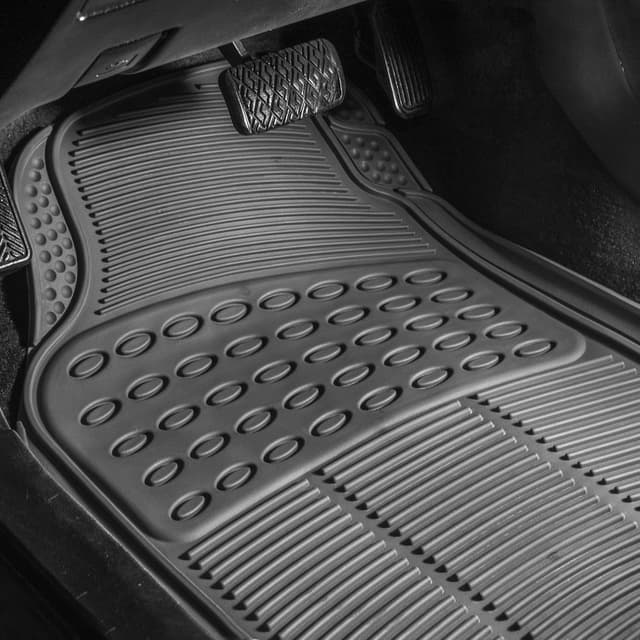 Detalle 2 de FH Group Universal Fit Heavy-Duty Rubber Car Floor Mats (Trimmable, ClimaProof) — Gray Full Set