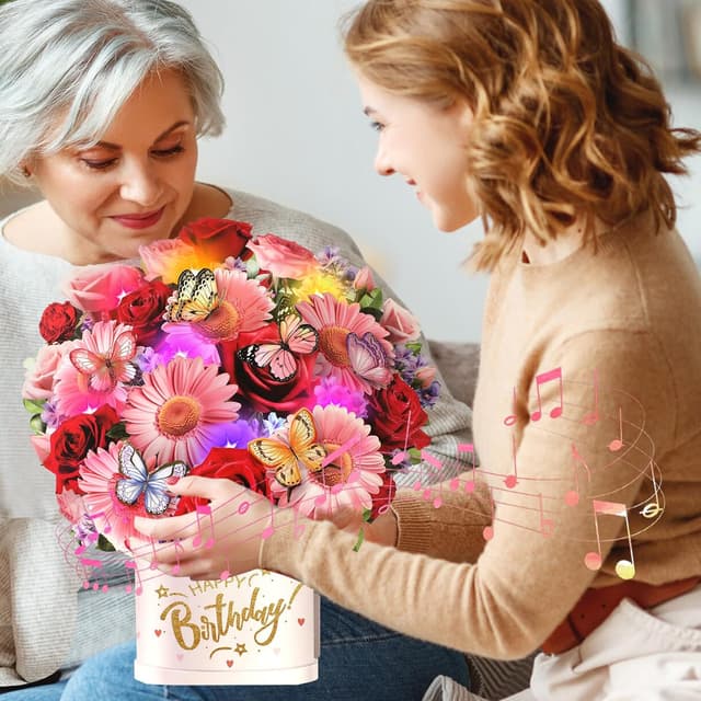 Thumbnail 4 de Musical Birthday Cards 3D bouquet with lights