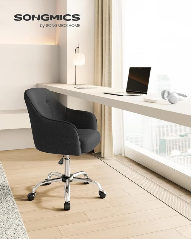 Detalle de SONGMICS Homeoffice-Drehstuhl OBG019B01 (höhenverstellbar, bis 110 kg) mit atmungsaktivem Stoff, schwarz
