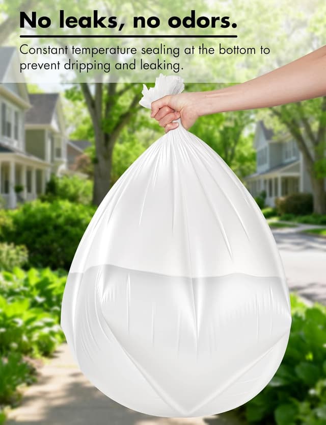 Detalle 2 de Biodegradable Trash bags 50PCS (13Gallon/50L) Aievrgad white – compostable bin liners