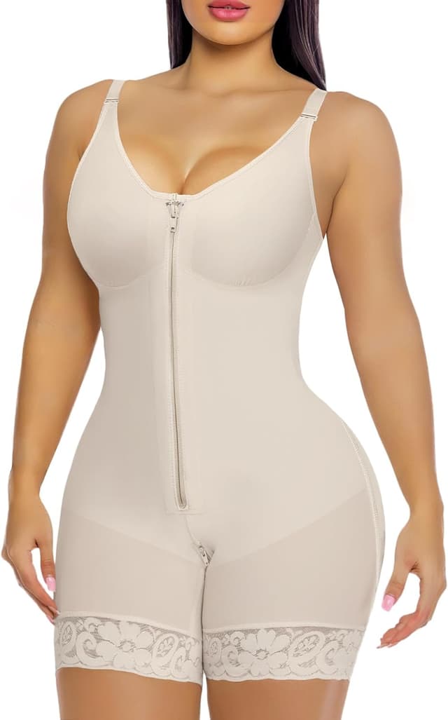 Detalle de YIANNA Fajas Colombianas Postpartum Shapewear with Zipper Crotch Tummy Control Butt Lifter Body Shaper