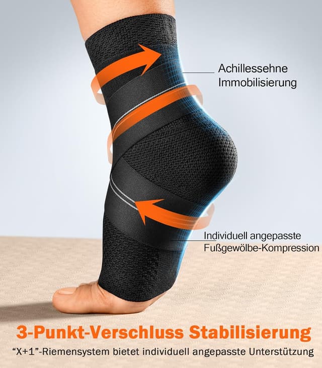 Detalle 2 de WHCOOL Flachgestrickte Knöchelstütze mit 7-Zonen-Kompression (XL), schwarz