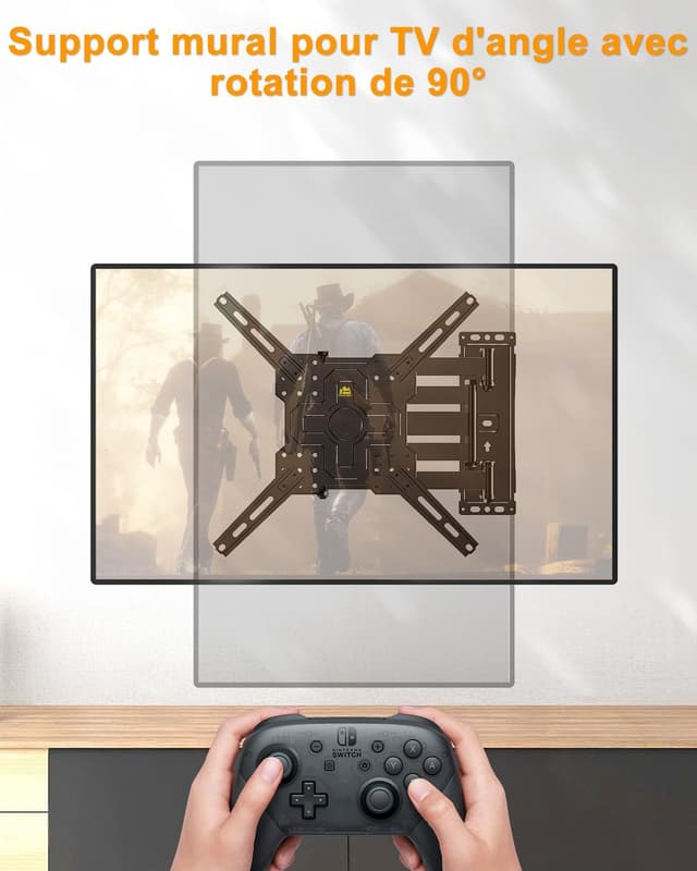 Detalle de FORGING MOUNT Support mural TV longue portée pour angles (26 à 65 pouces) – Rotation portrait/paysage, VESA jusqu’à 400x400 et jusqu’à 35 kg
