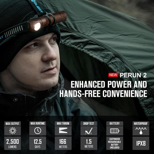 Thumbnail 5 de OLIGHT Perun 2 🔦 Linterna Frontal Recargable IPX8 2500L